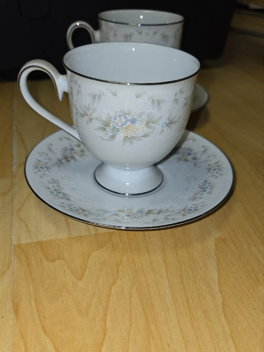 Elegant Noritake, White Floral Teacup and Saucer Set